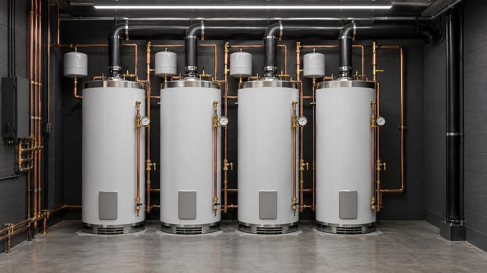 Tank water heaters installed side by side